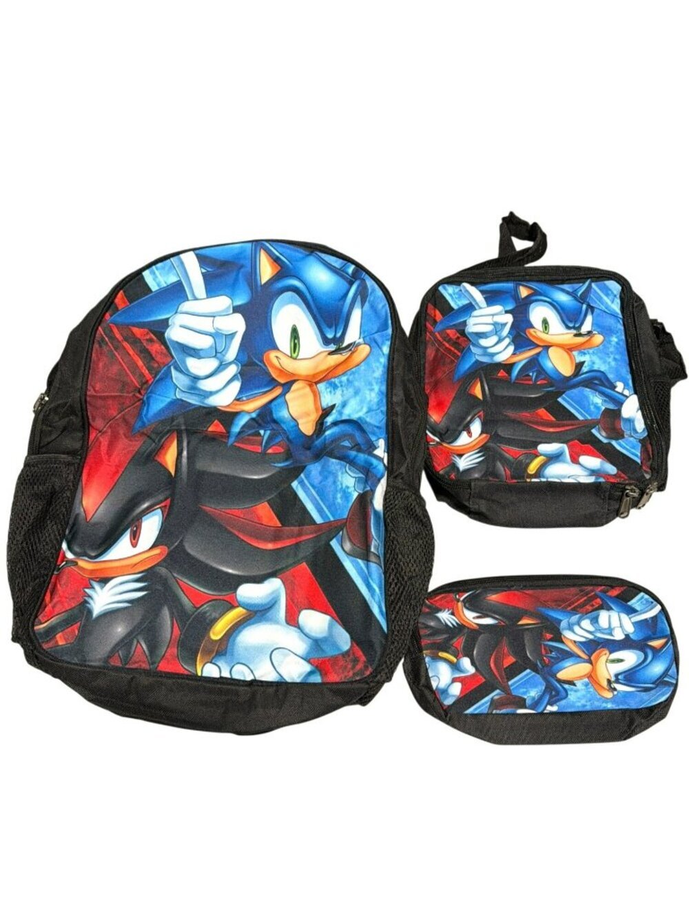 3 Pack Backpack Lunch bag Pencil Case Sonic Hedgehog New Back to School